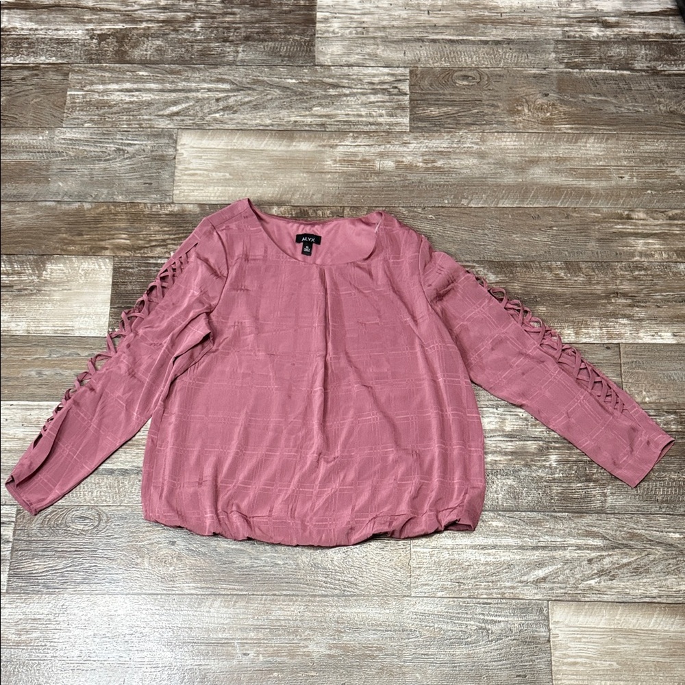 Women's  Mauve Top with Lace-Up Sleeves